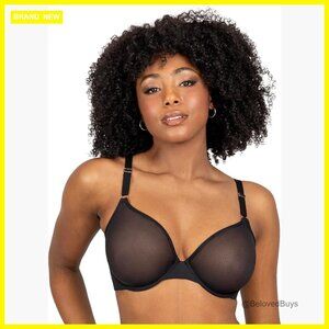 Sheer Mesh Demi Underwire Bra, Supportive Unlined Lingerie